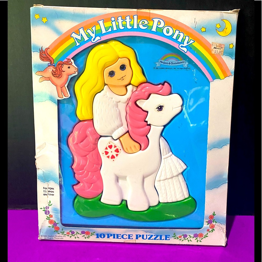 MY LITTLE PONY G1 VTG 1984 MEGAN & SUNDANCE HARD PLASTIC PUZZLE IN ORIGINAL BOX